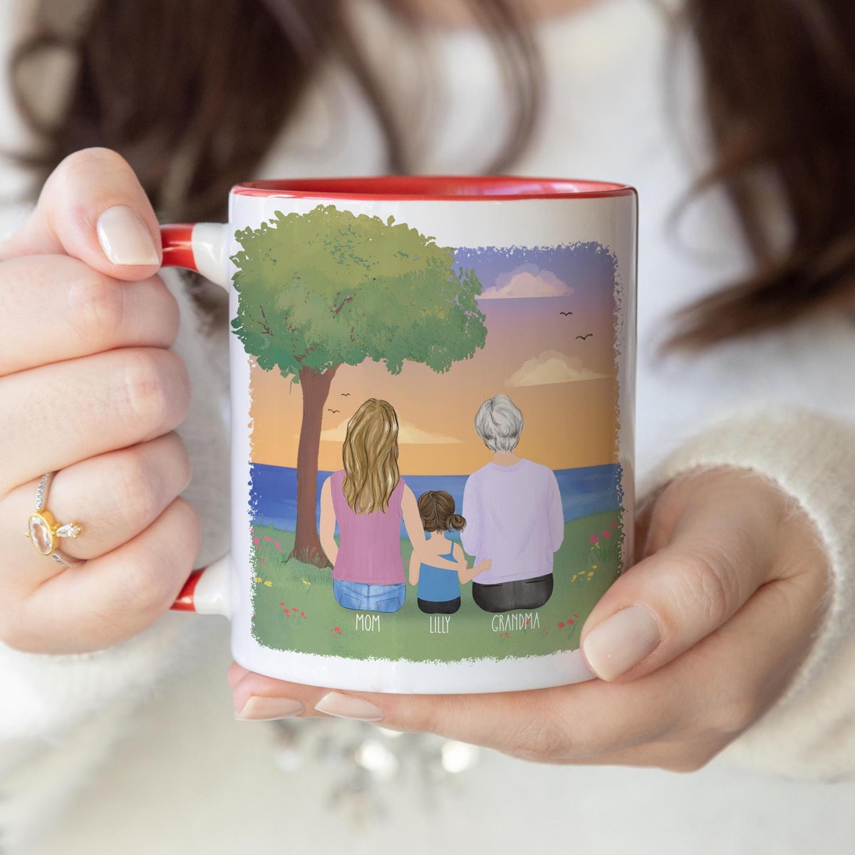Grandma personalized coffee mug - custom illustrated gift by Catia Creative