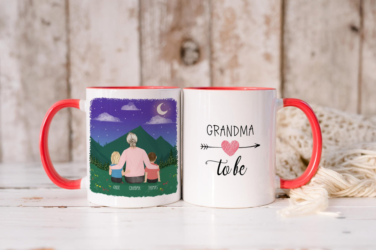 Grandmother and Kids Personalized Coffee Mug | Custom Illustration | Mother's Day Gift