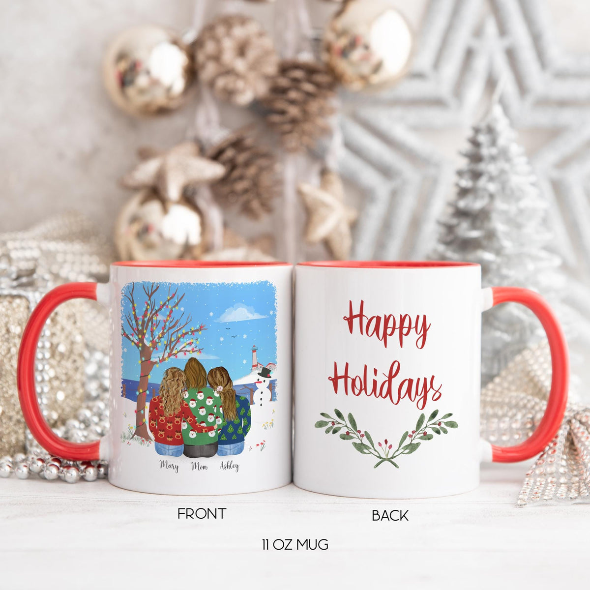 With Mom and Daughters Gift for Mom From Daughter Holiday Coffee Mug Mother Personalized Coffee Mug | Mother's Day Gift