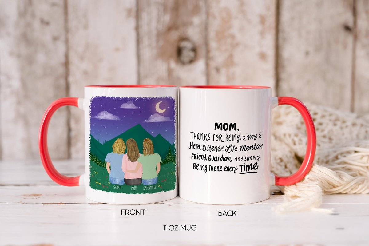 Mom and Daughters Personalized Coffee Mug | Custom Illustration | Mother's Day Gift