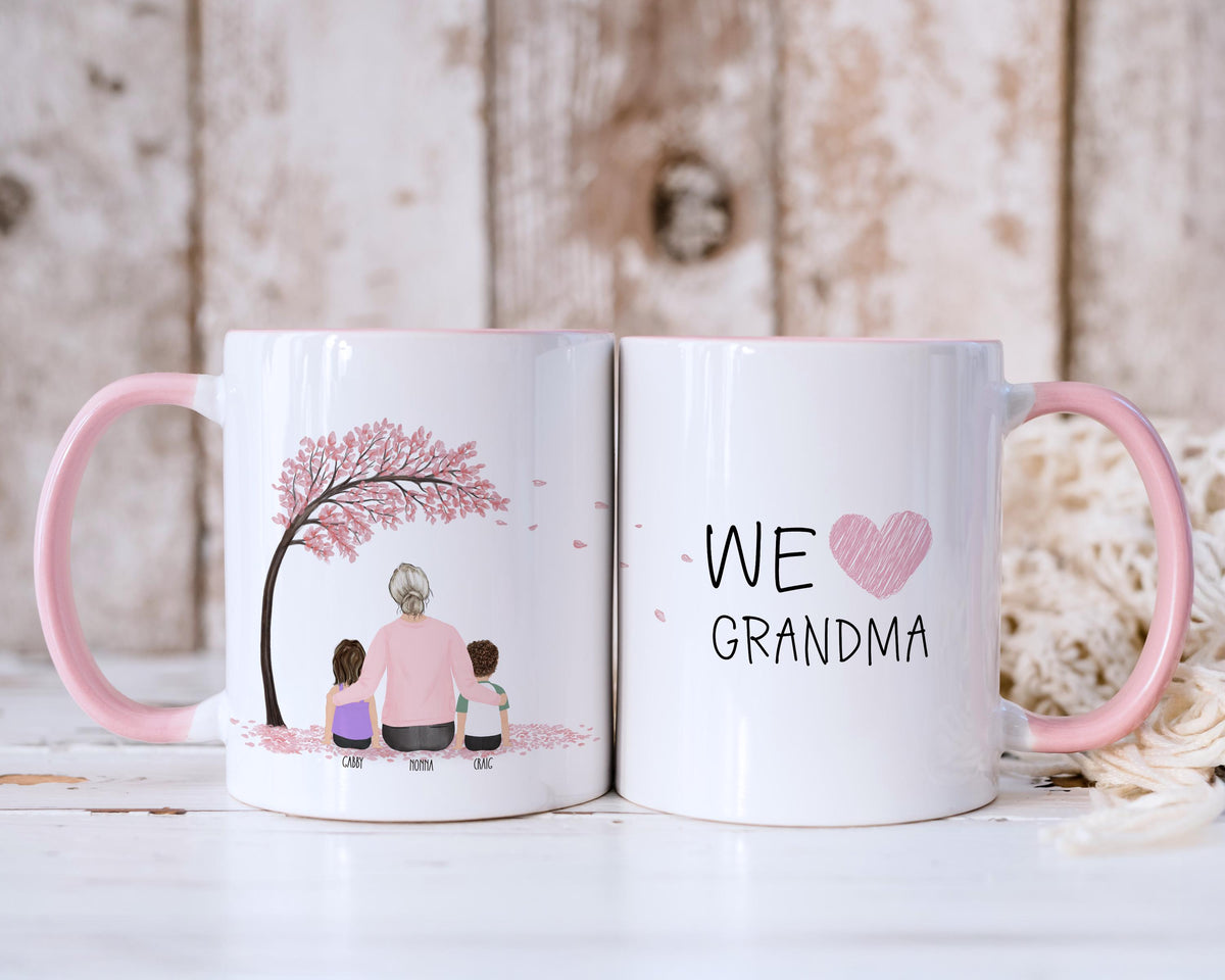 Grandmother and Kids Personalized Coffee Mug | Custom Illustration | Mother's Day Gift