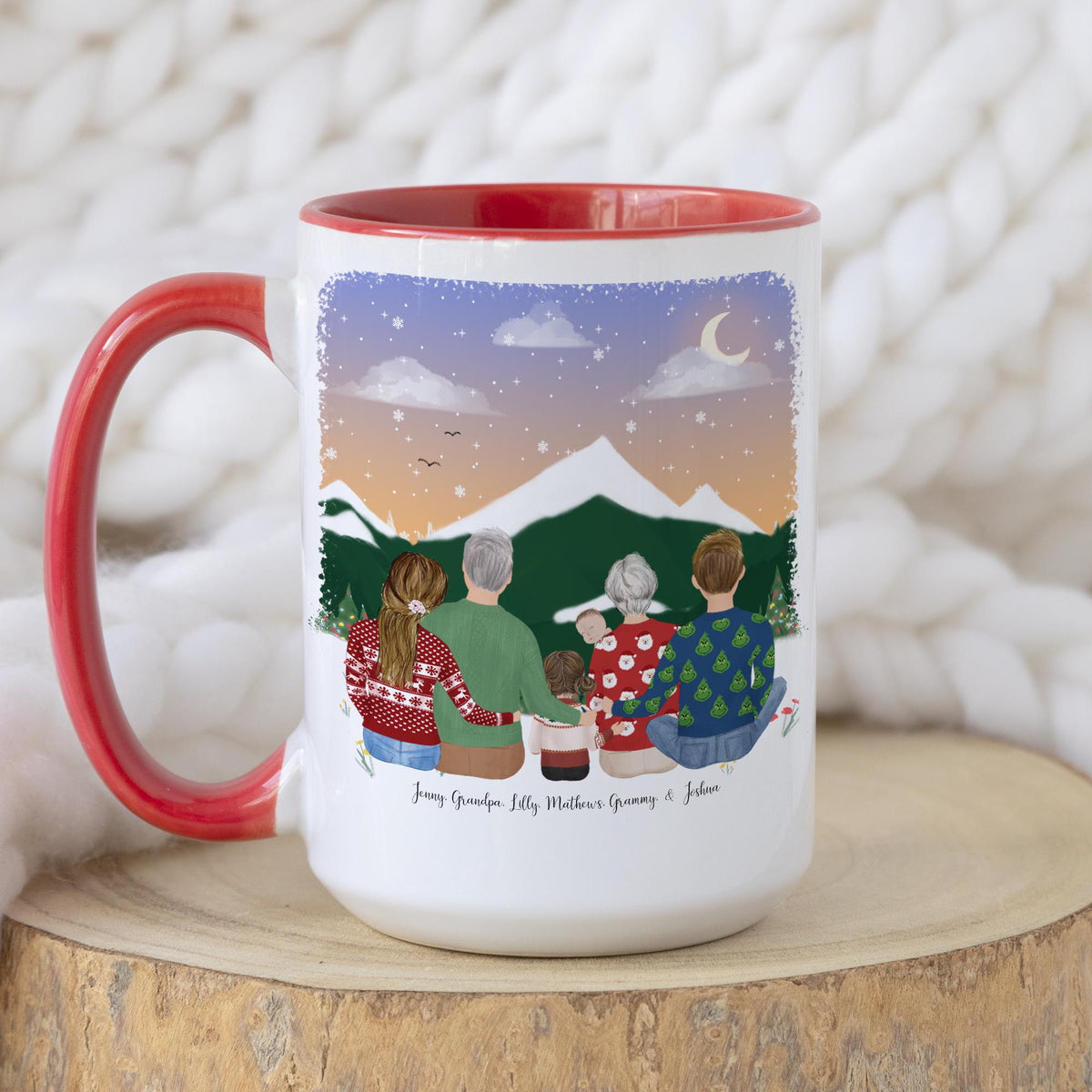 Grandparents with Grandkids Personalized Coffee Mug | Custom Illustration | Mother's Day Gift
