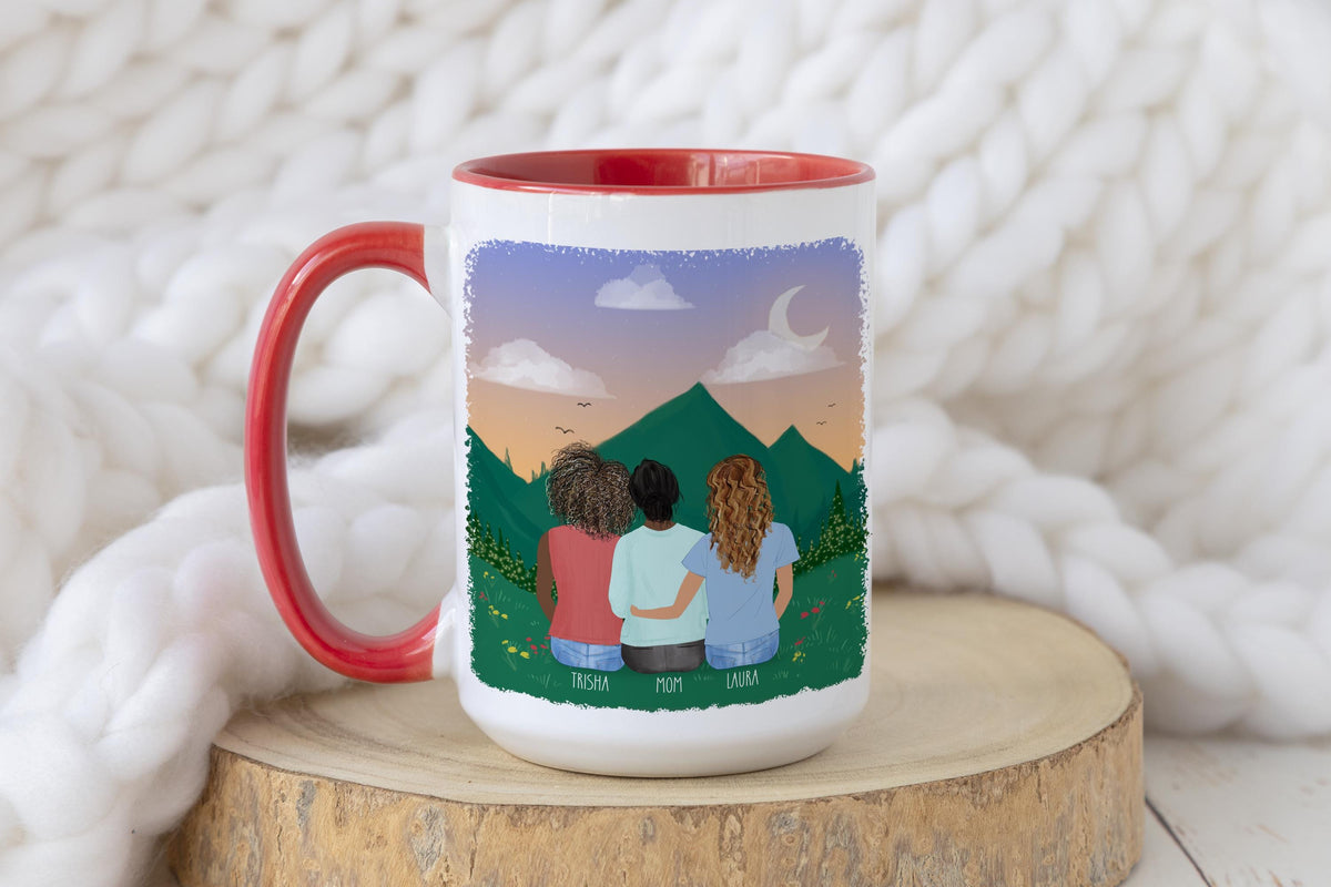 Mom and Daughters Personalized Coffee Mug | Custom Illustration | Mother's Day Gift