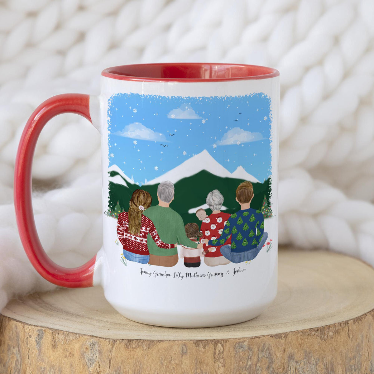 Grandparents with Grandkids Personalized Coffee Mug | Custom Illustration | Mother's Day Gift