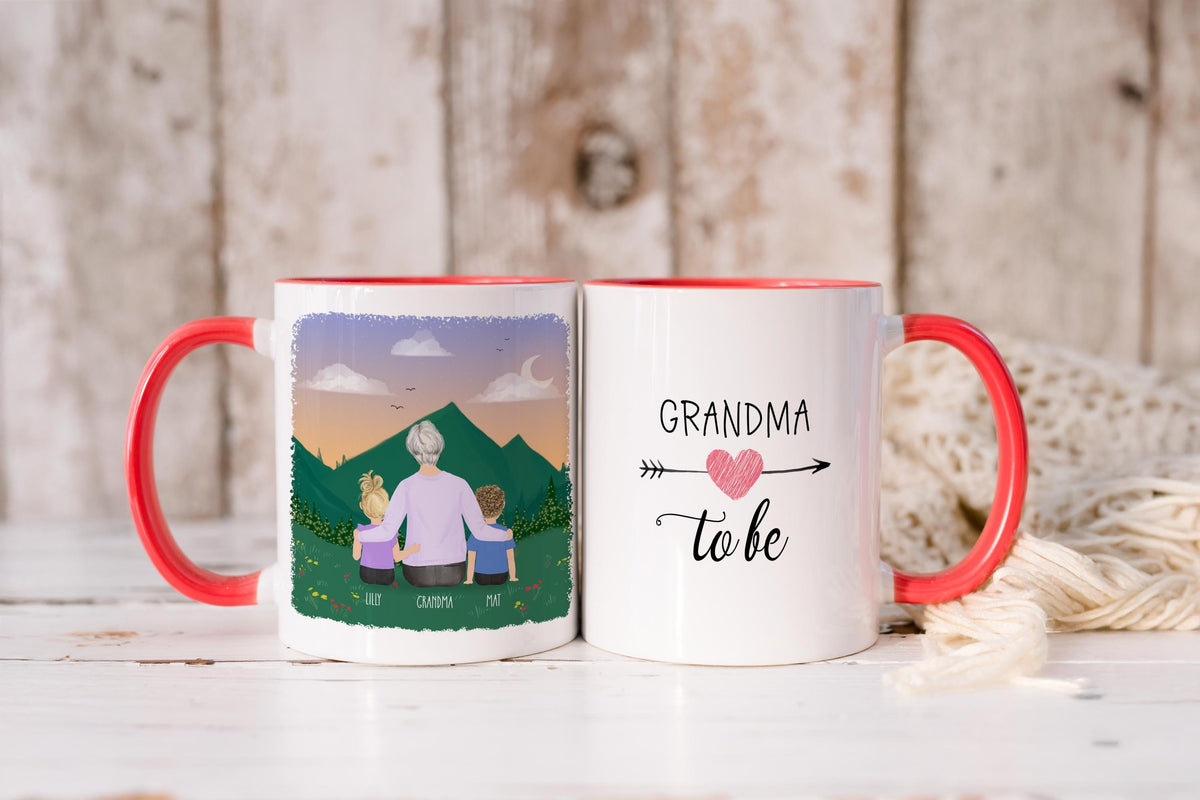 Grandmother and Kids Personalized Coffee Mug | Custom Illustration | Mother's Day Gift