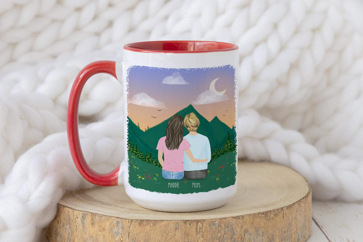 Mom and Daughter Personalized Coffee Mug | Custom Illustration | Mother's Day Gift