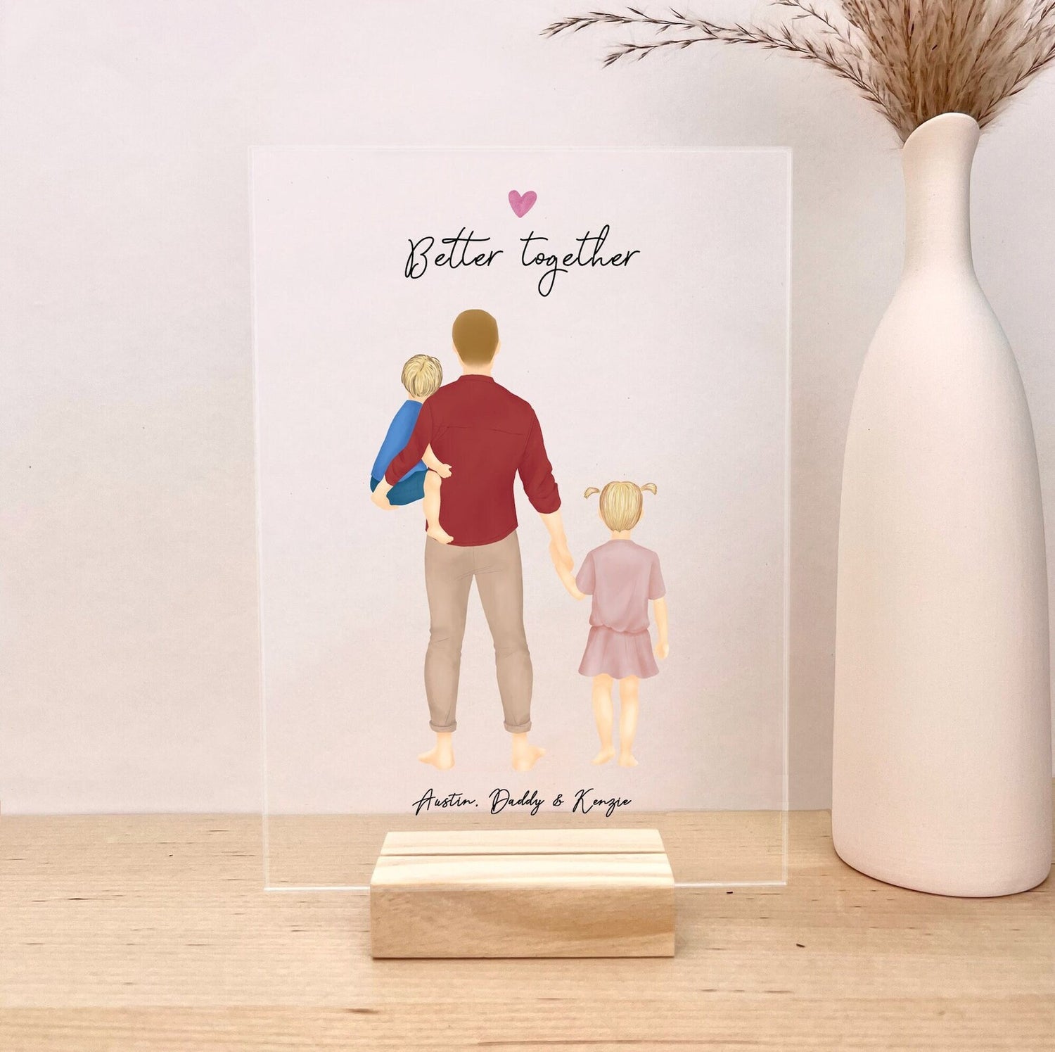 Customizable Dad and little kids Acrylic Artwork