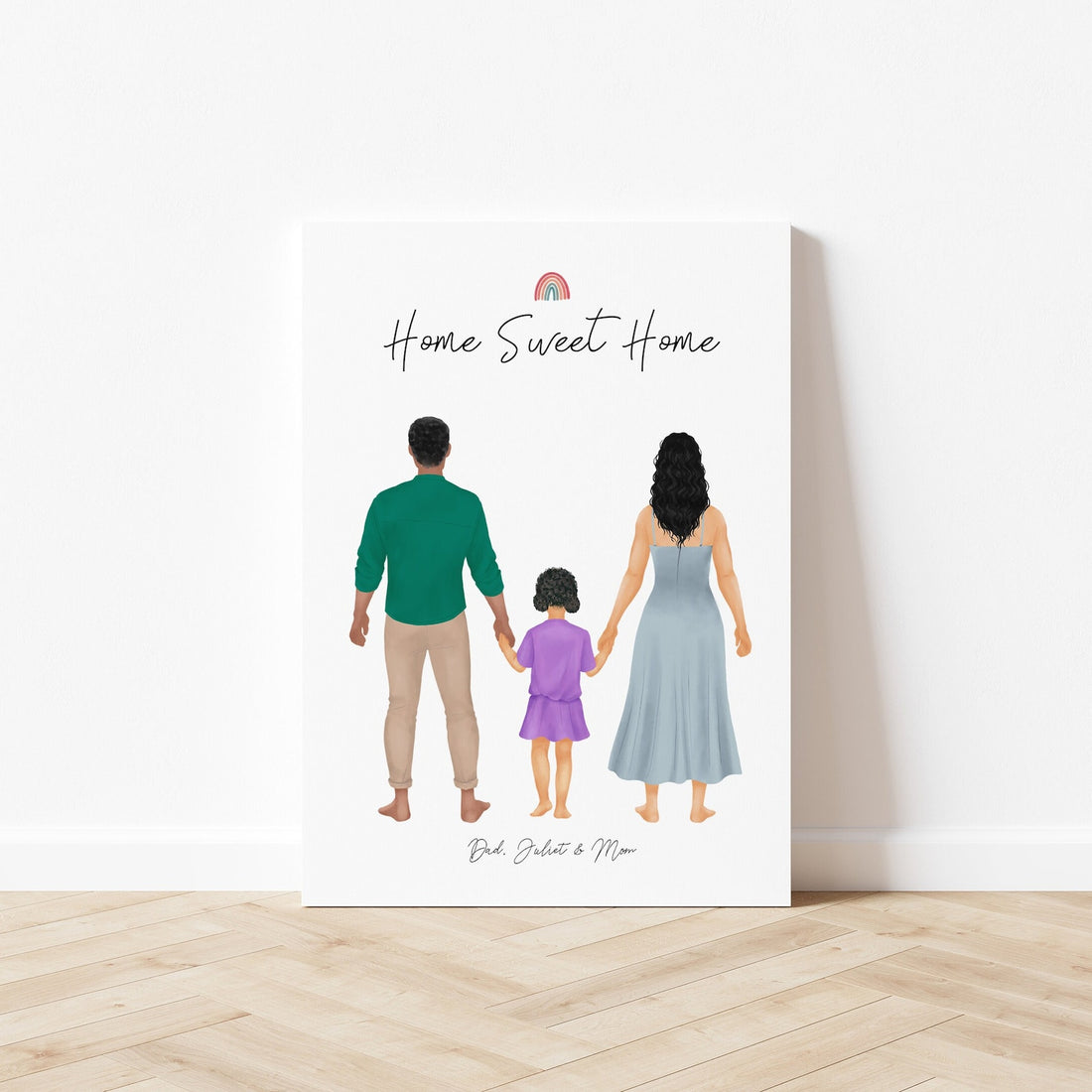 Personalized Family Dad Mom and Girl Artwork