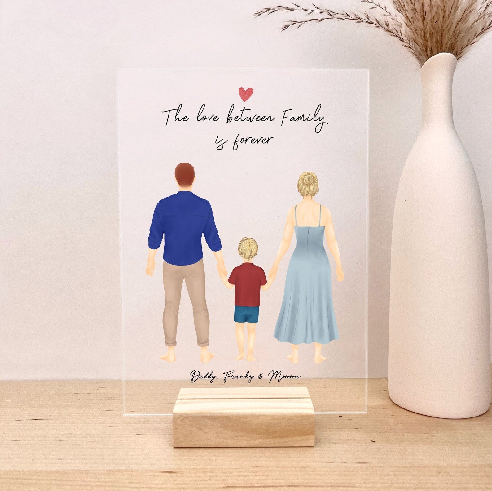 Customizable Family With Boy Acrylic plaque