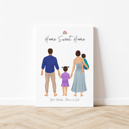 Customizable Family Portrait with Dad Mom and Kids