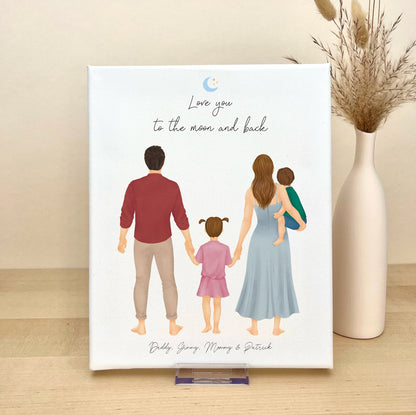 Personalized Canvas Portrait with Dad Mom and Kids