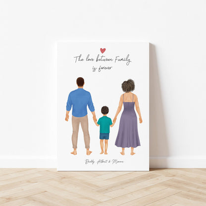 Personalized Mom Dad and Boy Print Art