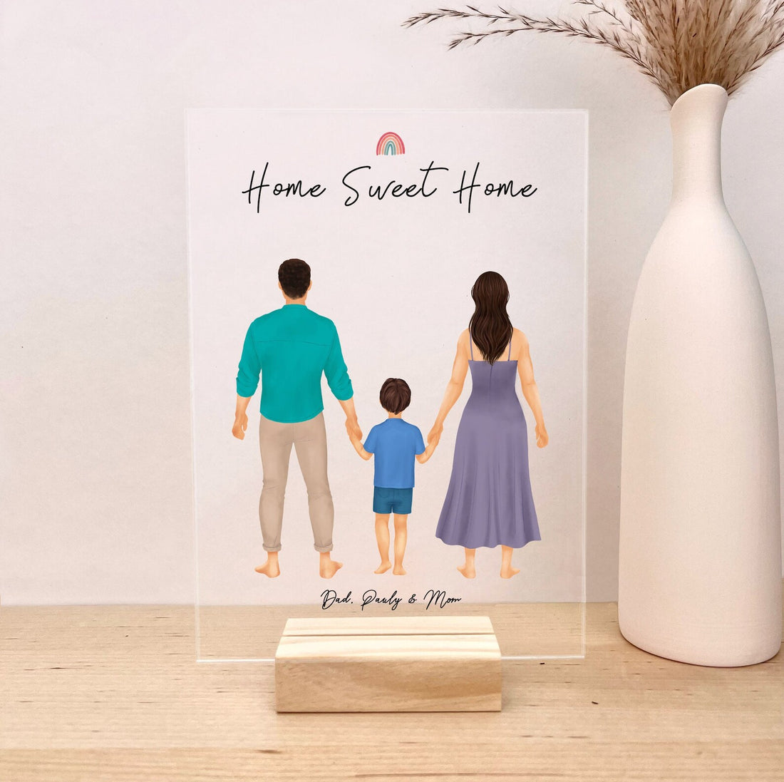 Customizable Family With Boy Acrylic plaque