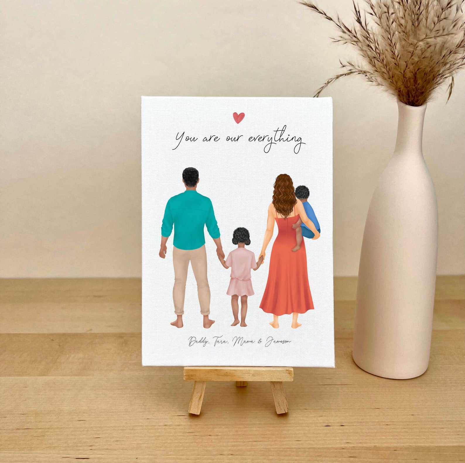 Personalized Canvas Portrait with Dad Mom and Kids