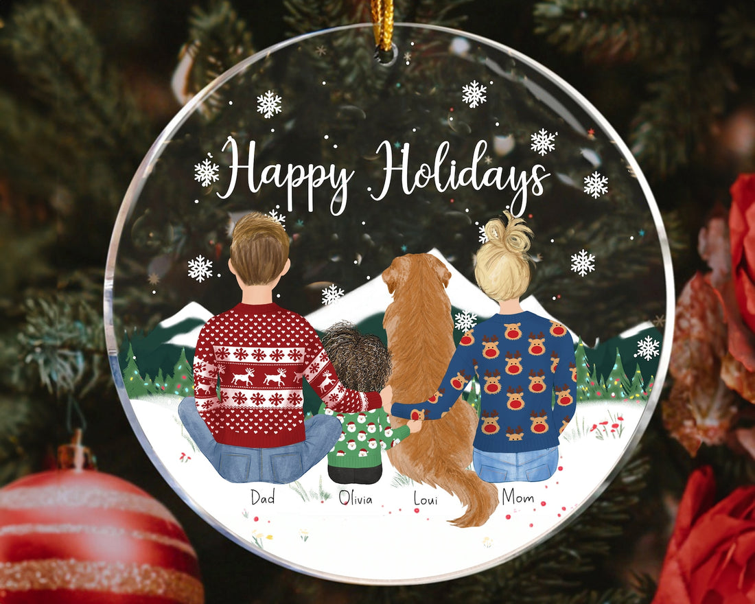 Customizable Christmas Acrylic Ornament for Family with pets