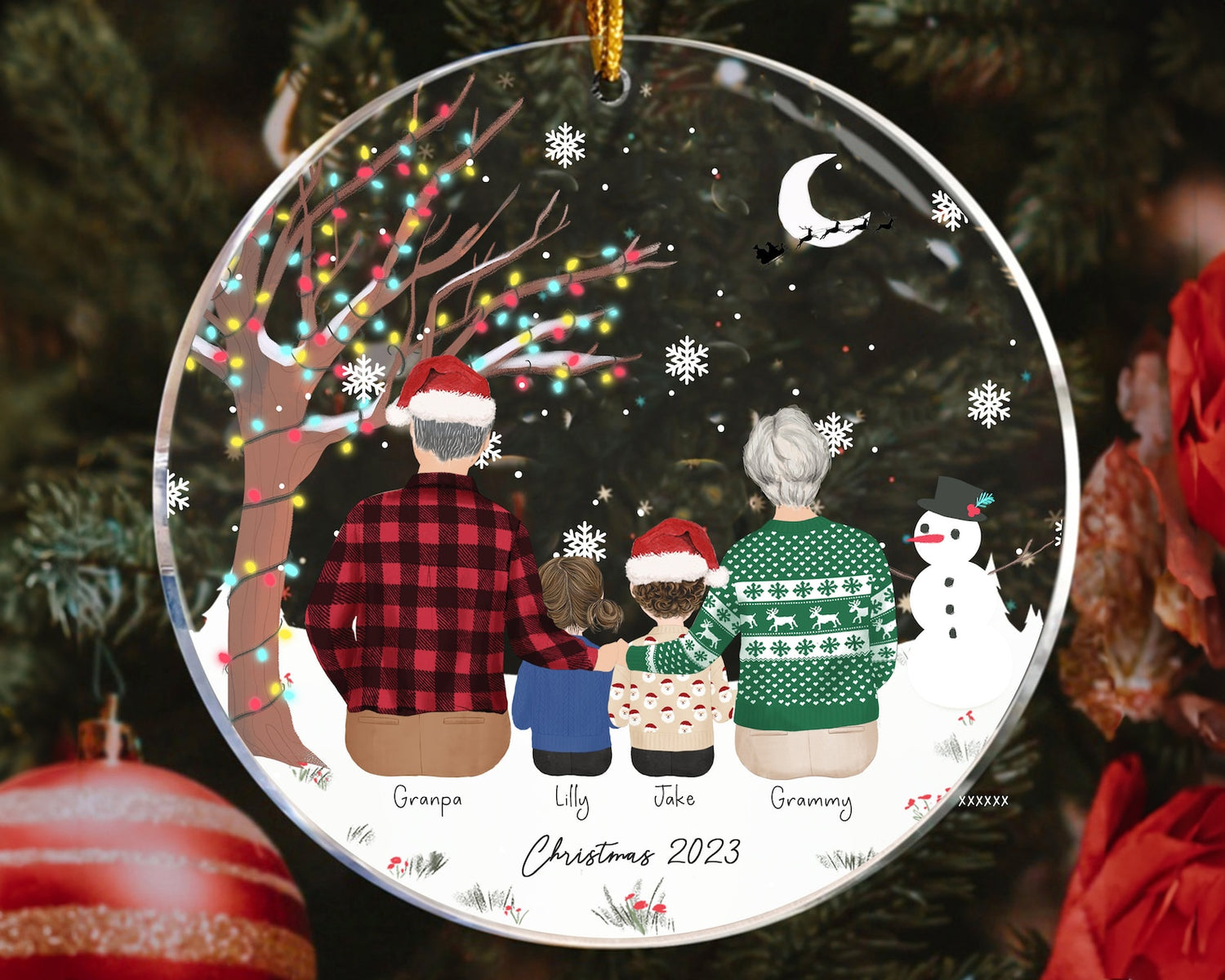 Personalized Christmas Acrylic Ornament for Grandparents