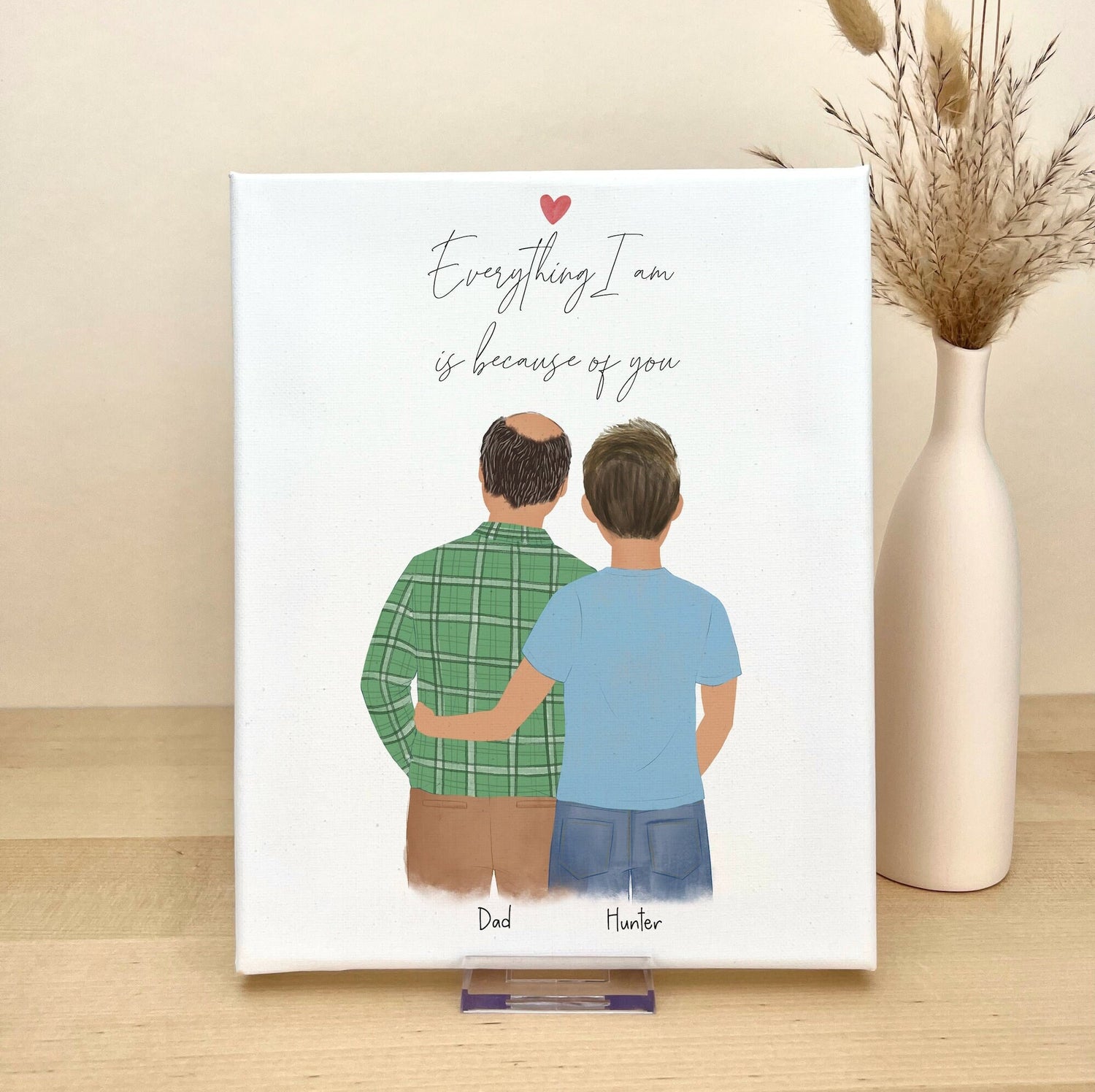 Dad and Son Customizable Canvas Illustration