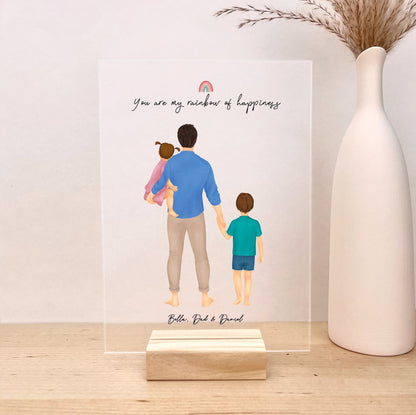 Personalized Dad and little kids Acrylic Illustration