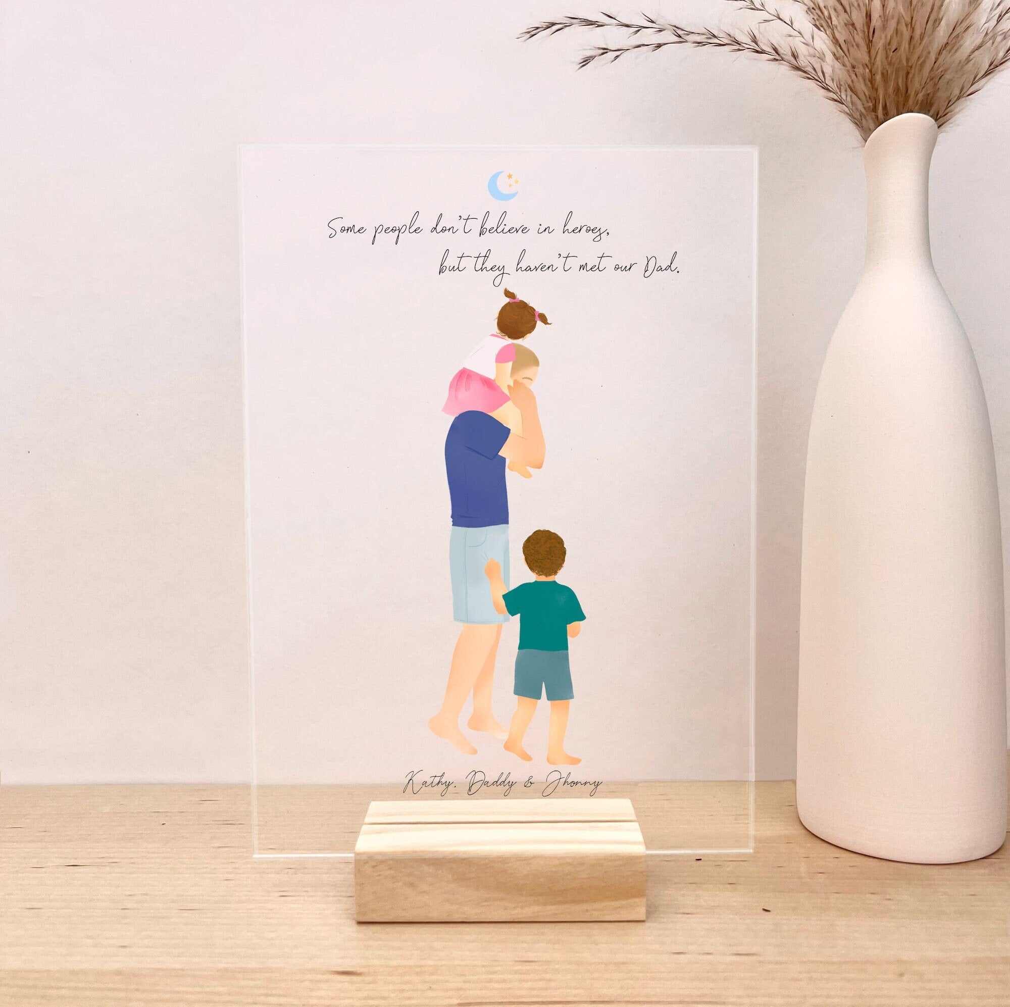 Customizable Dad, Little Girl and Boy Acrylic Plaque