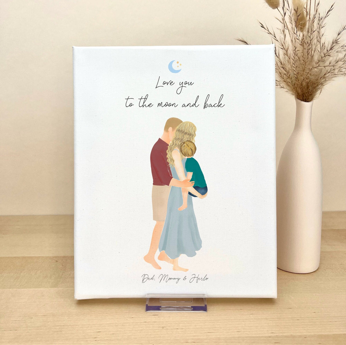 Family with Toddler Boy personalized canvas print - custom wall art by Catia Creative