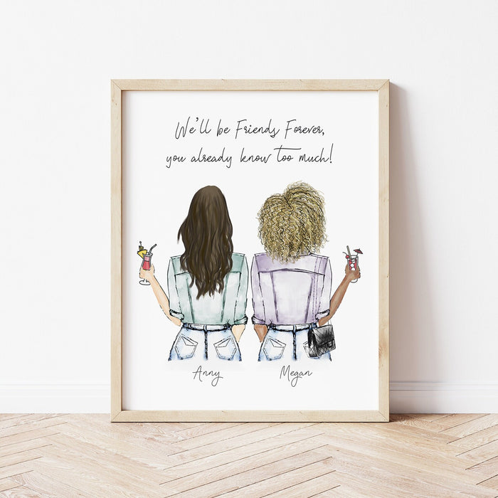 Trendsetter Best Friends Personalized Wall Art | Custom Illustration | Best Friends Gift