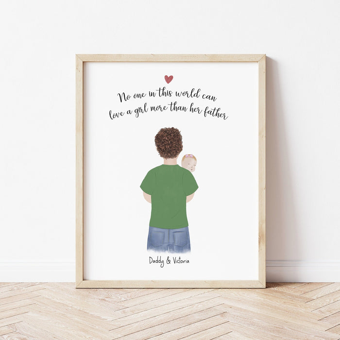 Dad and Baby Personalized Wall Art | Custom Illustration | Father's Day Gift