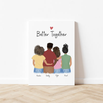 Customizable Dad and Daughters Wall Art