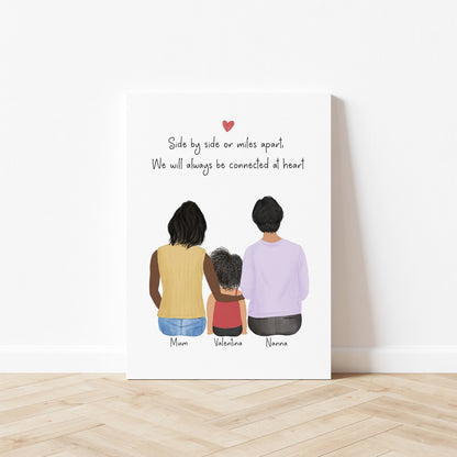 Personalized 3 Generations Wall Art with grandmother