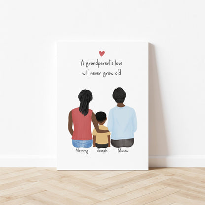 Personalized 3 Generations Wall Art