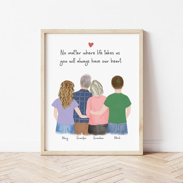 Grandparents Personalized Wall Art | Custom Illustration | Mother's Day Gift