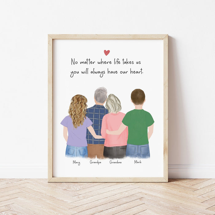 Grandparents Personalized Wall Art | Custom Illustration | Mother's Day Gift