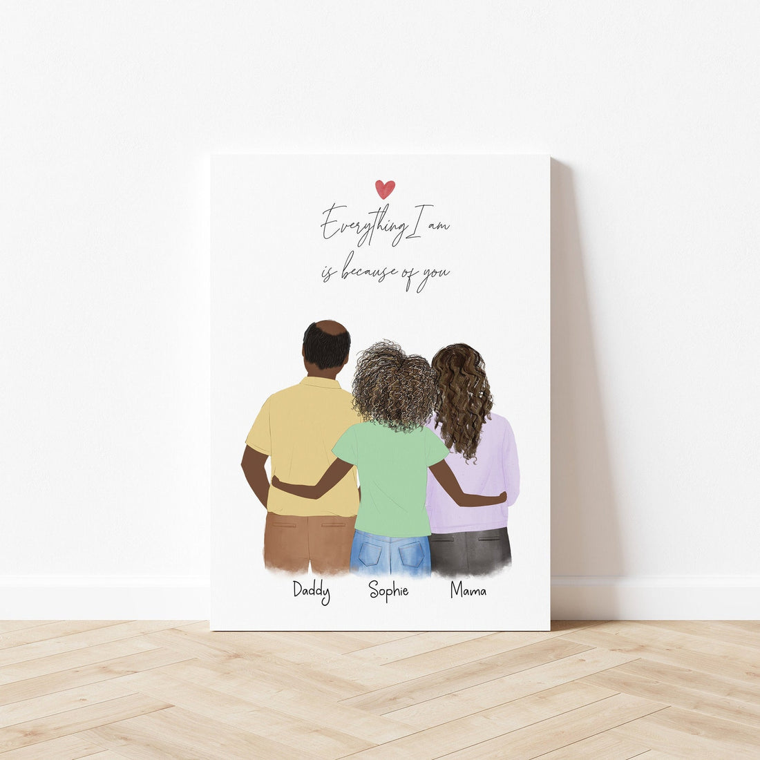 Customizable Parents and Daughter Artwork