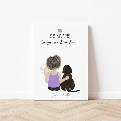 Customizable Littler Girl with Dog Artwork