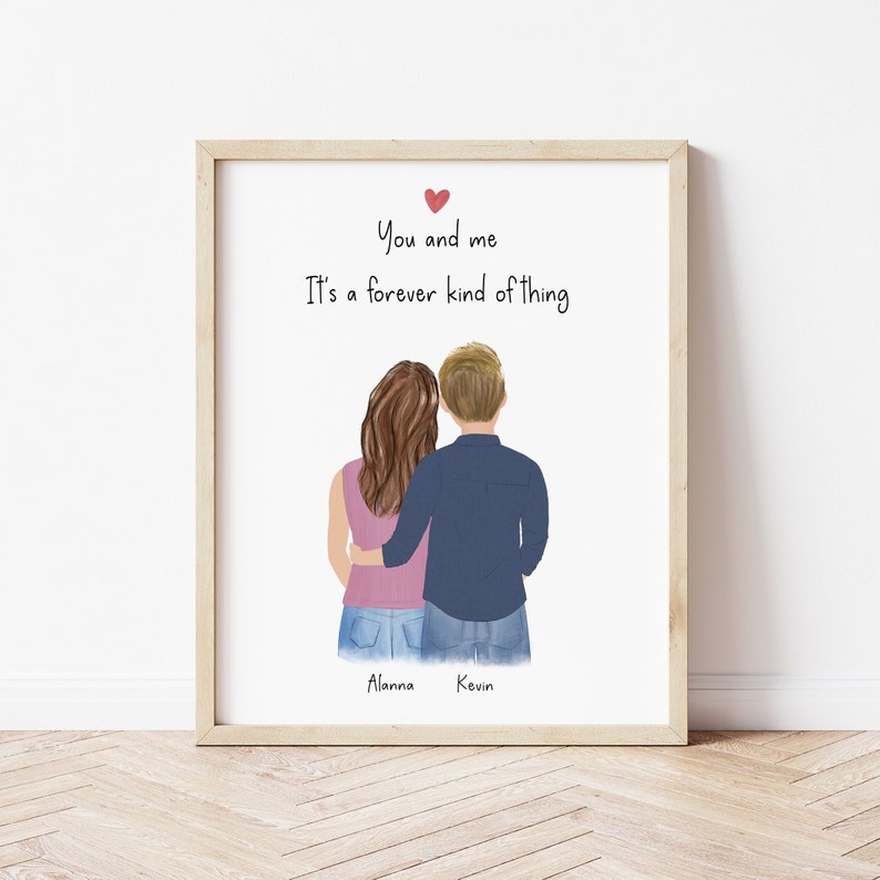 Couples personalized wall art - custom illustration by Catia Creative