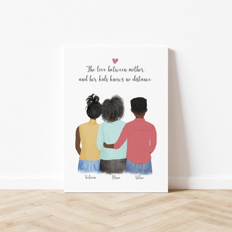 Customizable Mom and Kids Illustration