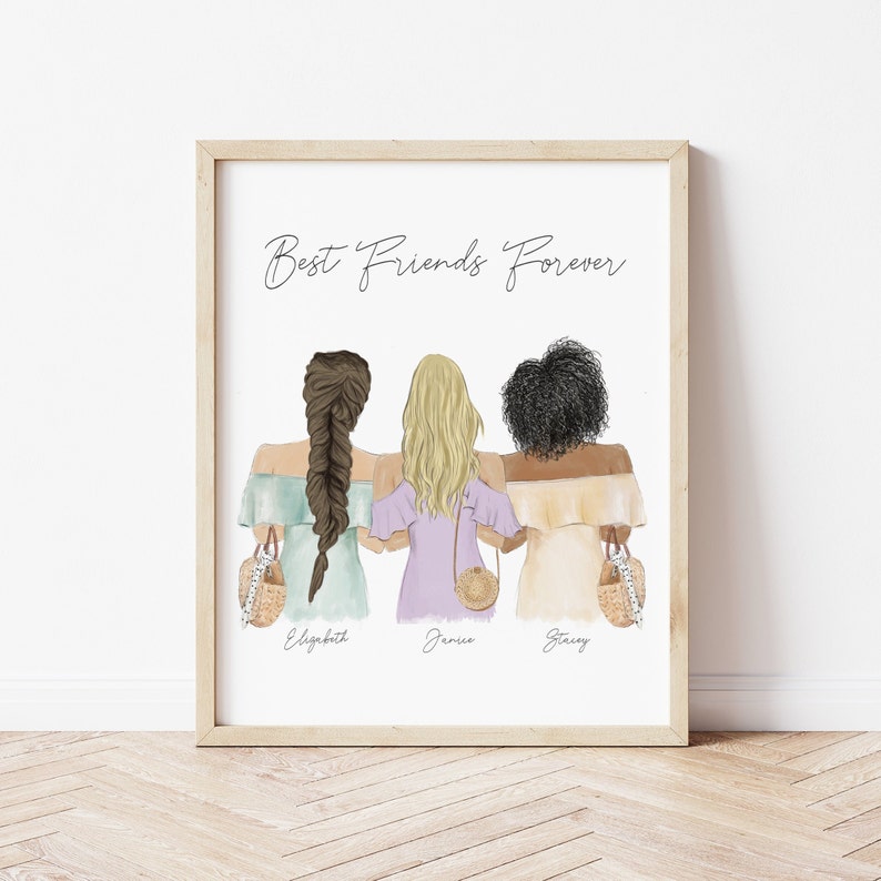 Chic Best Friends personalized wall art - custom illustration by Catia Creative