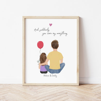 Personalized Wall Arto for Dad and Little Girl with Toy