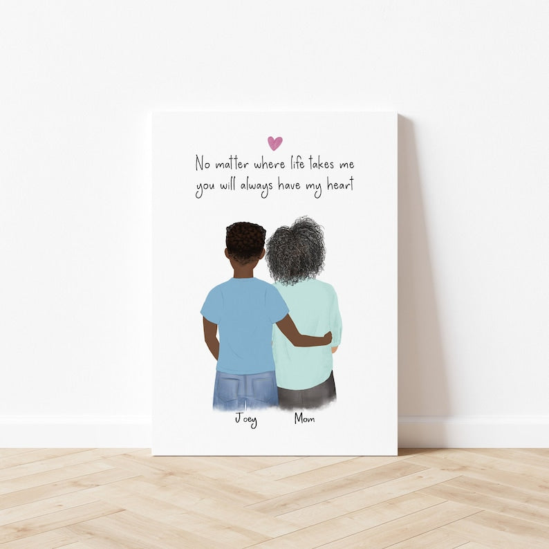 Mom and Son customizable Illustration