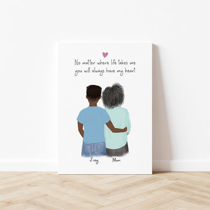 Mom and Son customizable Illustration