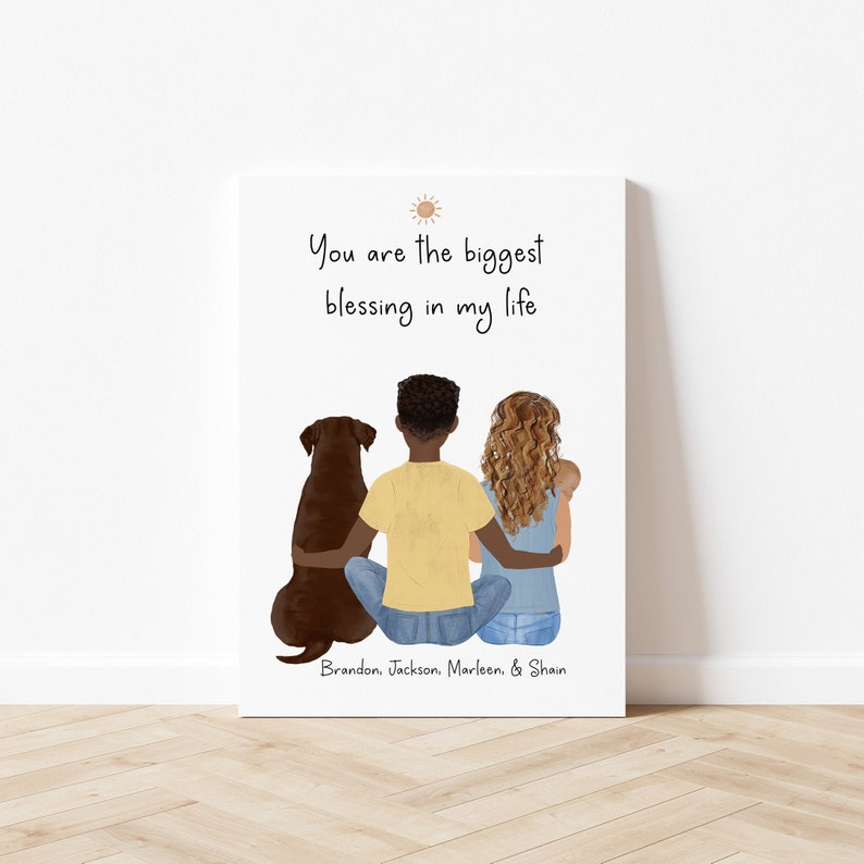 Personalized Dad, Mom, Baby and Dog Wall Art