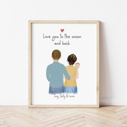 Personalized Mom, Dad and Baby Wall Art