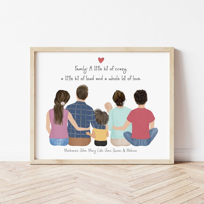 Big Family Personalized Wall Art | Custom Illustration | Mother's Day Gift
