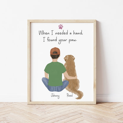 Personalized Boy with His Dog Wall Art