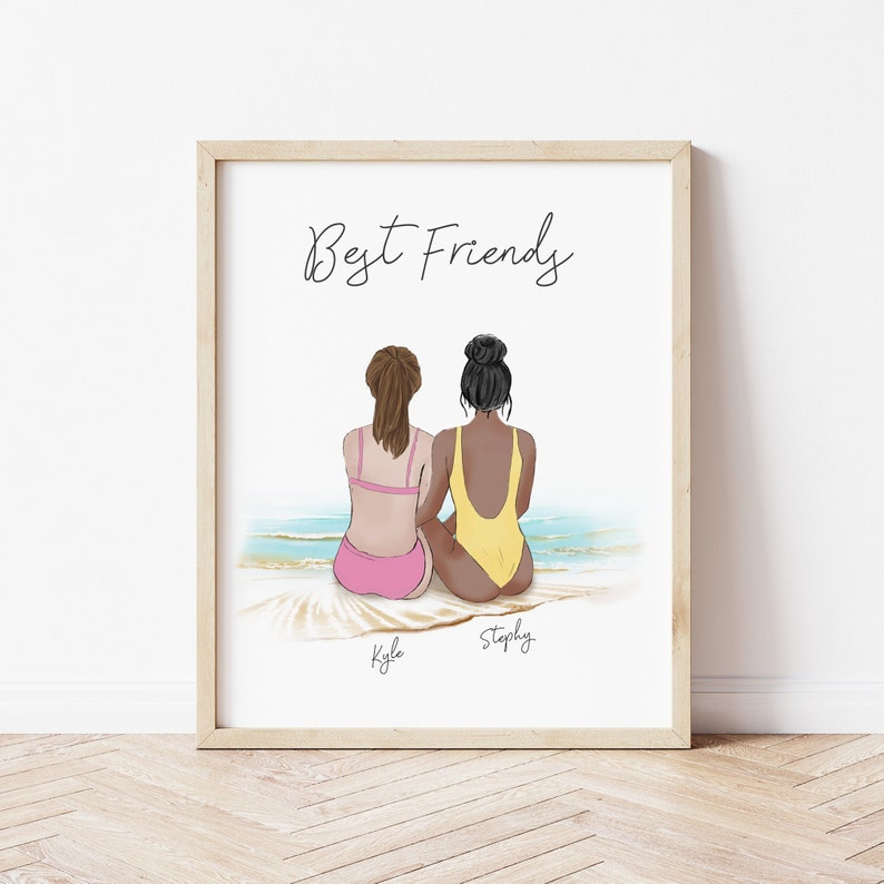 Summer Girls personalized wall art - custom illustration by Catia Creative
