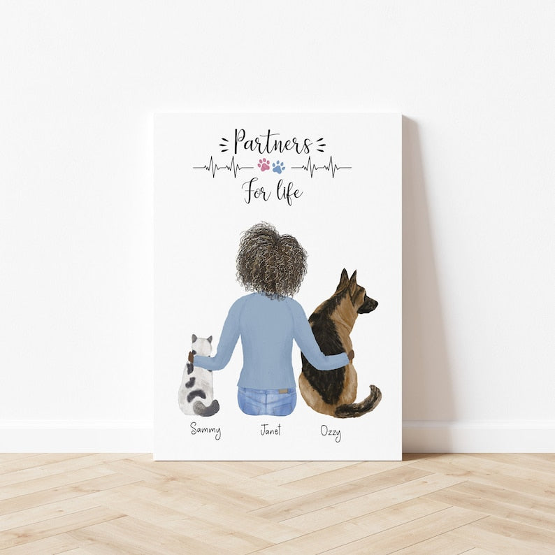 Personalized Wall Art with Daughter and Pets.