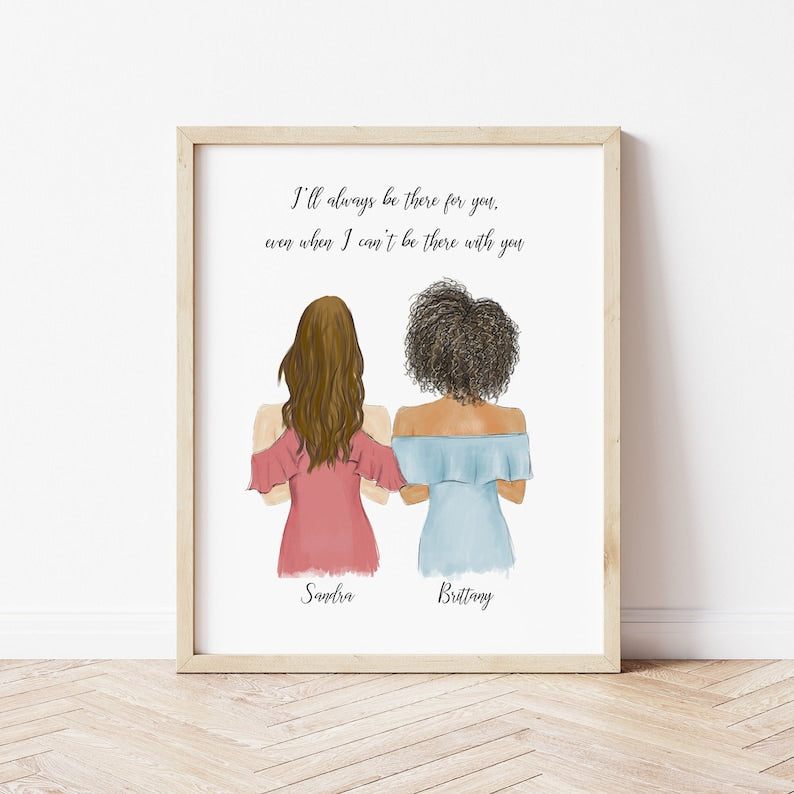 Dressy Best Friends personalized wall art - custom illustration by Catia Creative