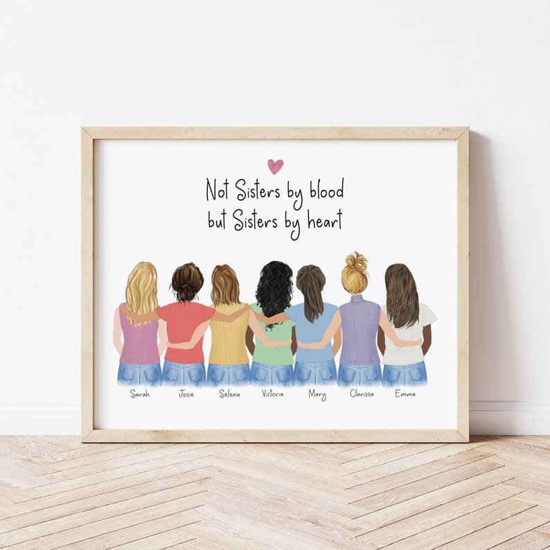 Best friends personalized wall art - custom illustration by Catia Creative