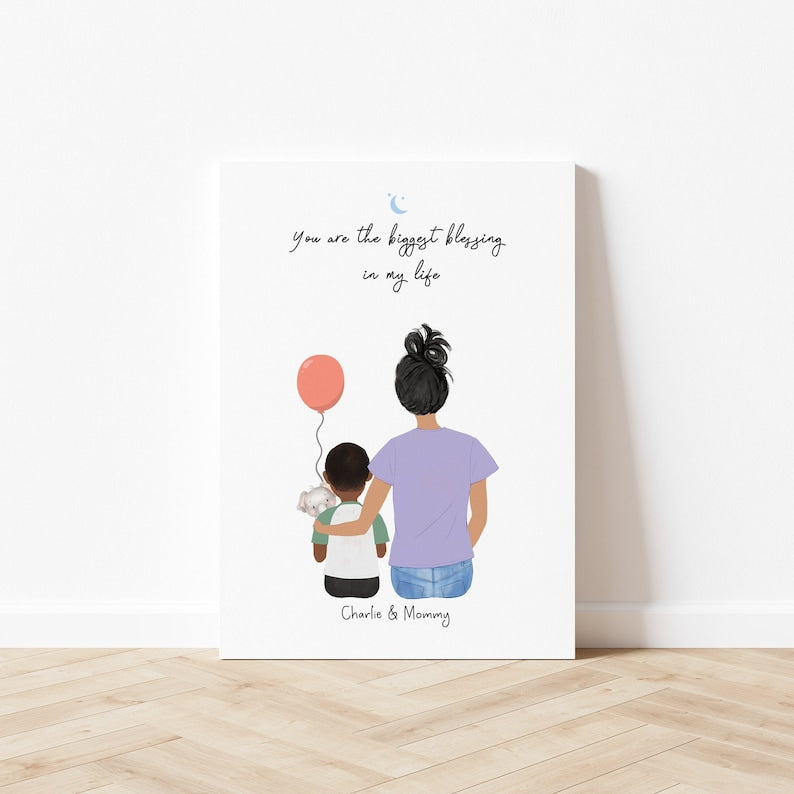 Mom and Little Boy Customizable Wall Art