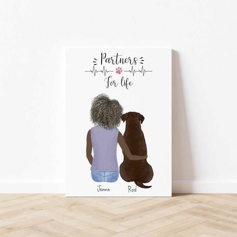 Customizable Girl and Dog Artwork