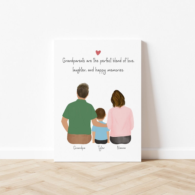 Personalized Grandparents and Little Girl Artwork